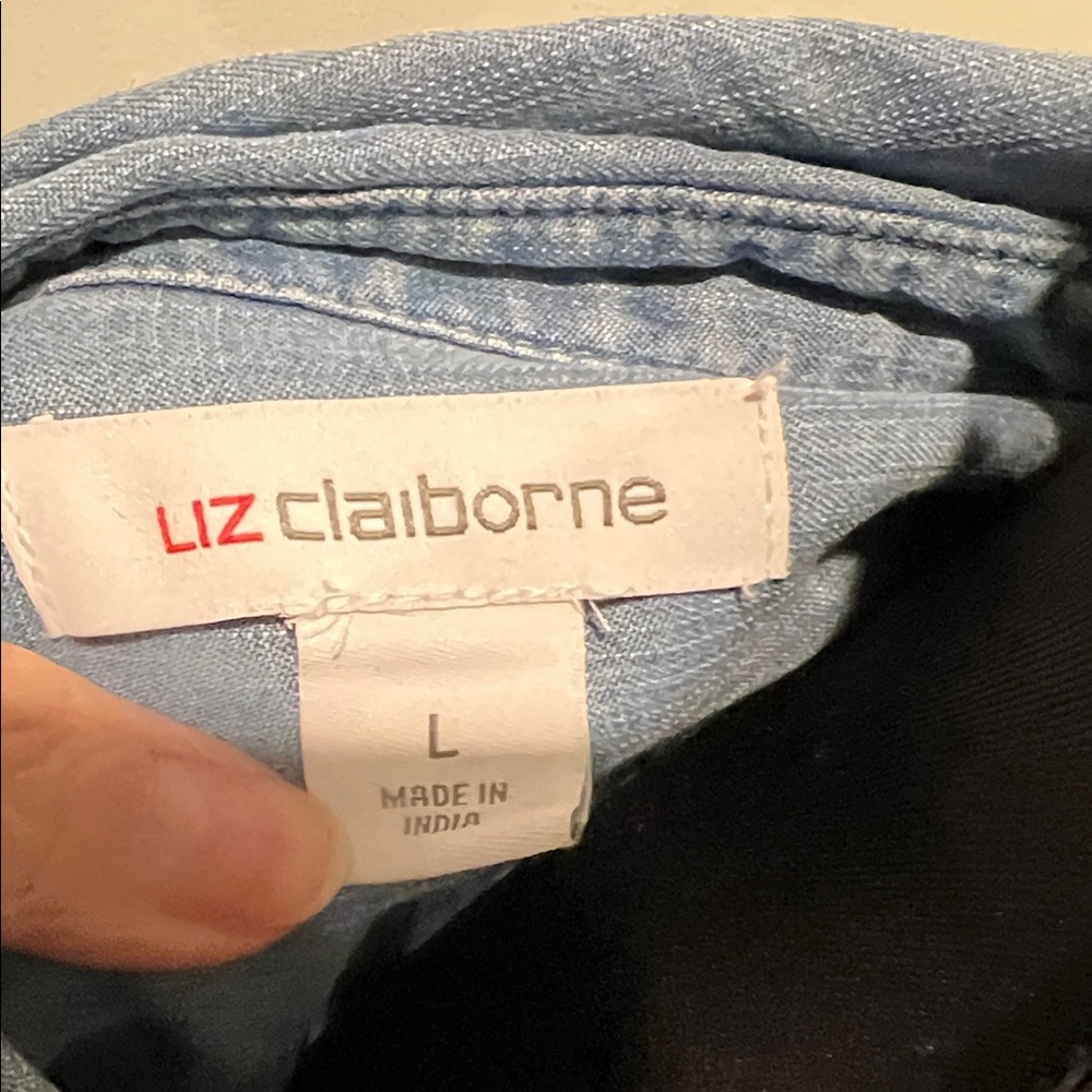 Liz Claiborne Light Blue Tencel Shirt - Picture 2 of 6